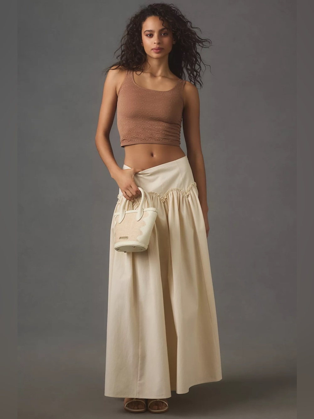 NWT Anthropologie chocolate brown The Hannah Seamless Textured Tank stretchy s/m